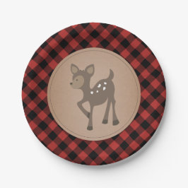 Plato De Papel Deer Lumberjack Plaid Baby Shower