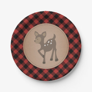 Plato De Papel Deer Lumberjack Plaid Baby Shower