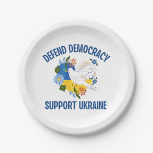Plato De Papel Defender la democracia apoyar a Ucrania Estadounid