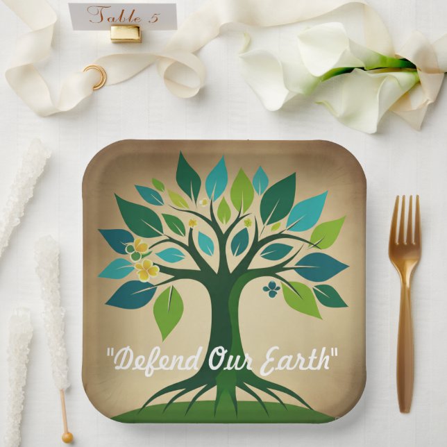 Plato De Papel "Defensores Del Verde" (Boda)