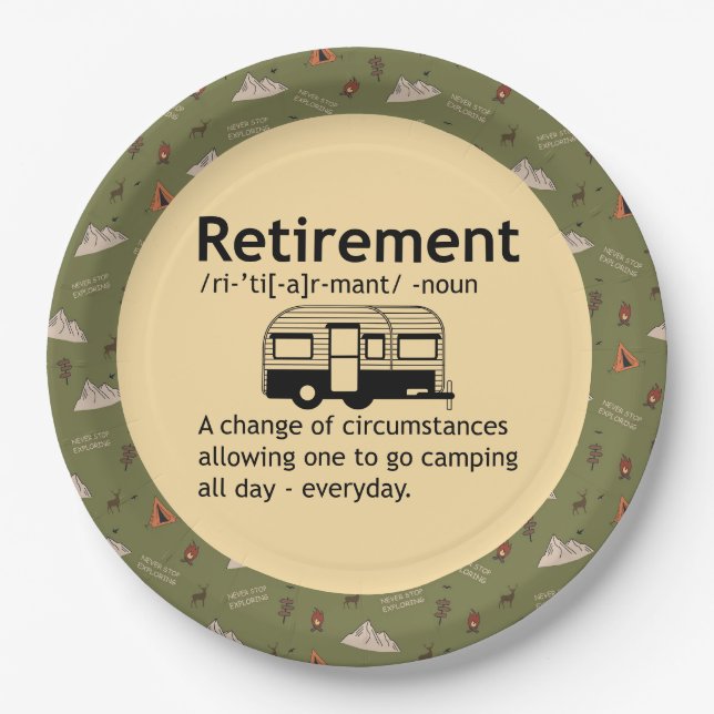 Plato De Papel Definición de retiro de camping (Anverso)
