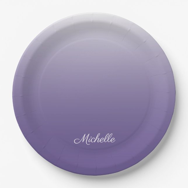 Plato De Papel Degradado oscuro ultravioleta personalizado (Anverso)