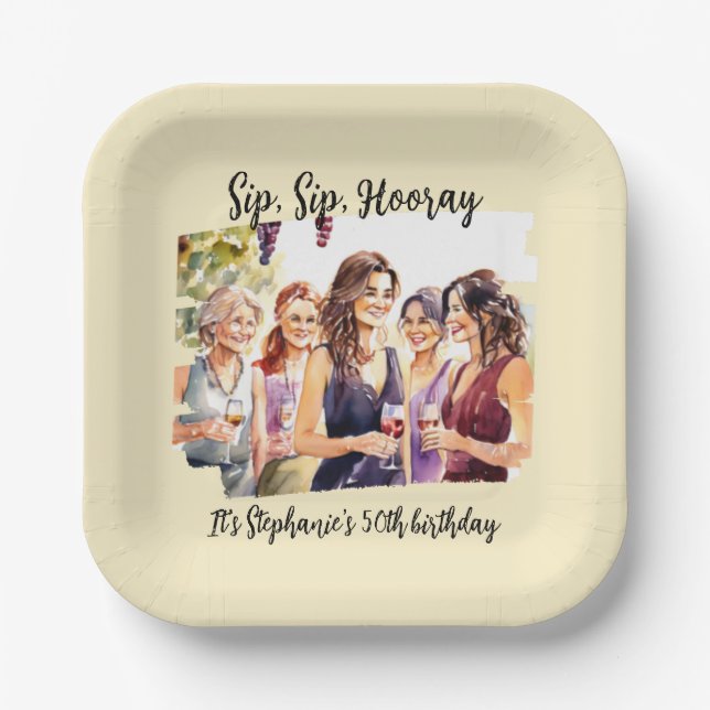 Plato De Papel Degustación divertida de vino en otoño 50 cumpleañ (Anverso)