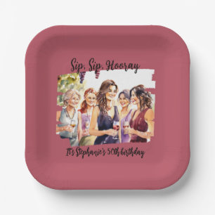 Plato De Papel Degustación divertida de vino en otoño 50 cumpleañ