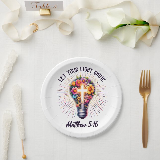 Plato De Papel Deja que tu luz brille (Boda)