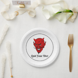 Plato De Papel Deja tu Dieta Diablo Satan