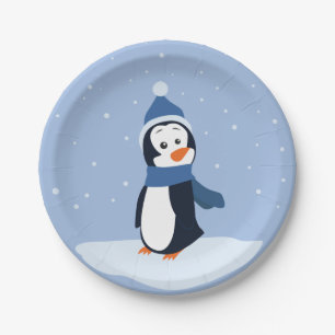 Plato De Papel ¡Dejáis le nevar! (Pingüino)