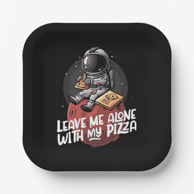 Plato De Papel Déjame Solo Con Mi Pizza (Anverso)