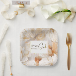 Plato De Papel Dejen ir y dejen que Dios sea cristiano Inspirador