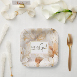 Plato De Papel Dejen ir y dejen que Dios sea cristiano Inspirador