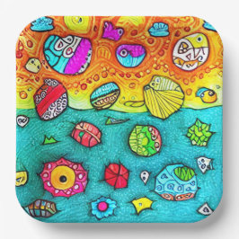 Plato De Papel Dekorative Muscheln und Steine