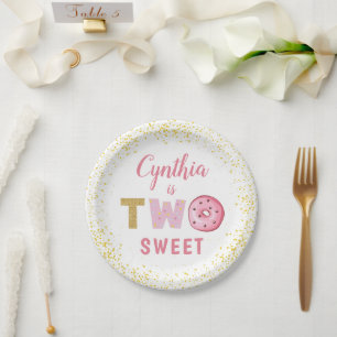 Plato De Papel Del chica dulce de dos 2da fiesta de cumpleaños