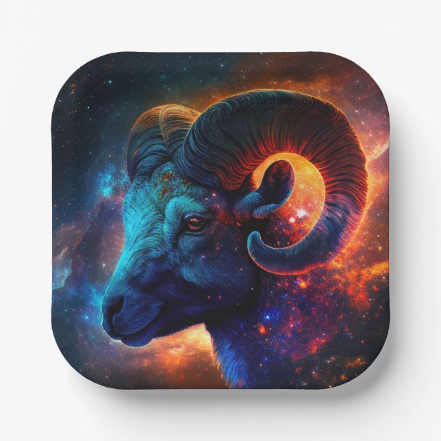 Plato de papel del signo zodiacal Aries (Anverso)