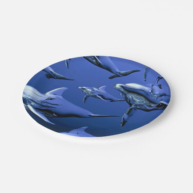 Plato De Papel Delfín azul (Angular)