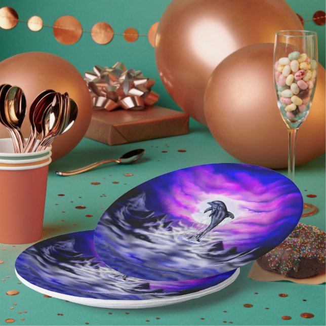 Plato De Papel Delfín lúfono (Multi)