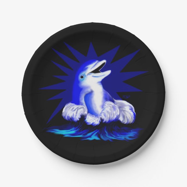 Plato De Papel Delfín sonriente (Anverso)