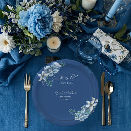 Plato De Papel Delft Blue White Chinoiserie Floral Bridal Shower 