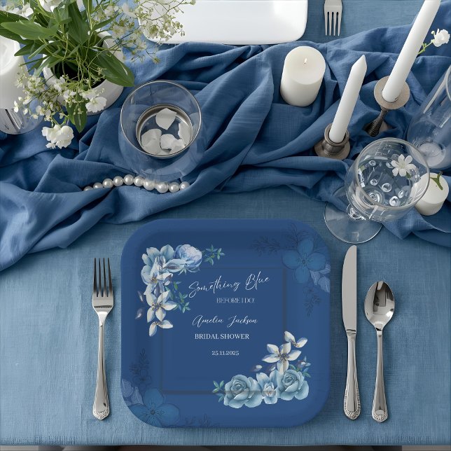 Plato De Papel Delft Blue White Chinoiserie Floral Bridal Shower (Subido por el creador)