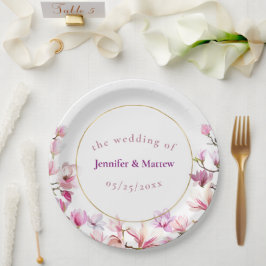 Plato De Papel Delicada Placa de papel de boda personalizada de M