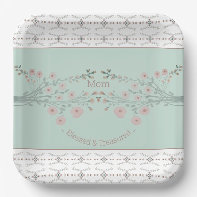 Plato De Papel Delicada Plaza Floral Rosa (Anverso)