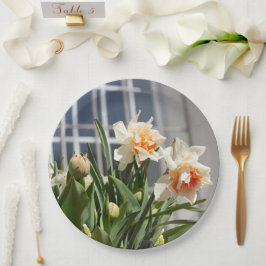Plato De Papel Delicada primavera de daffodils tiernos
