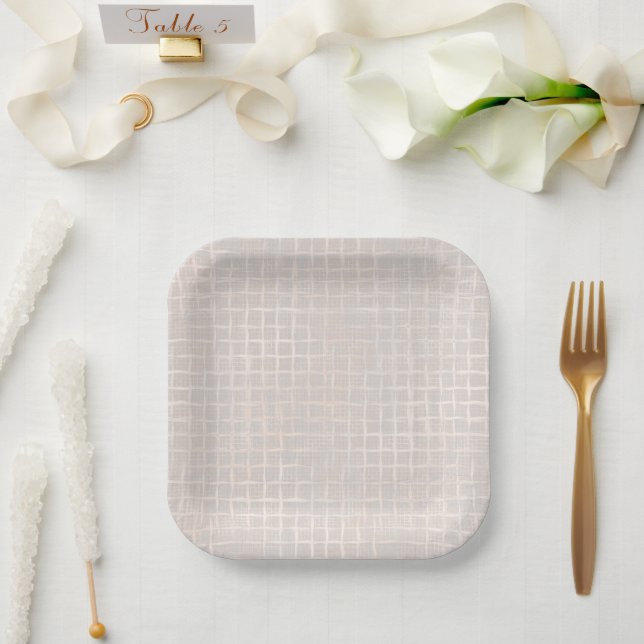 Plato De Papel Delicado texturizado cremoso.  (Boda)