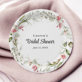 Plato De Papel Delicados florines acuarela Floral Bridal Shower