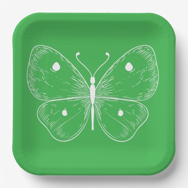 Plato De Papel Delicate Sketch Butterfly (Anverso)