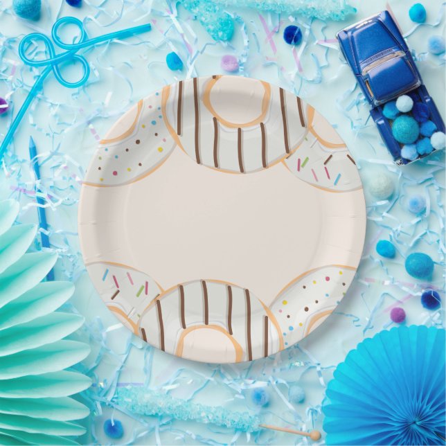 Plato De Papel Delicia de Donut Blanco  (Fiesta)