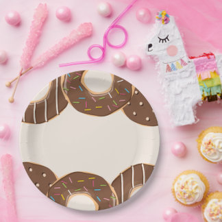 Plato De Papel Delicia de Donut de Chocolate