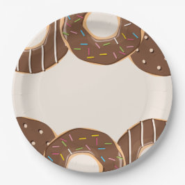 Plato De Papel Delicia de Donut de Chocolate
