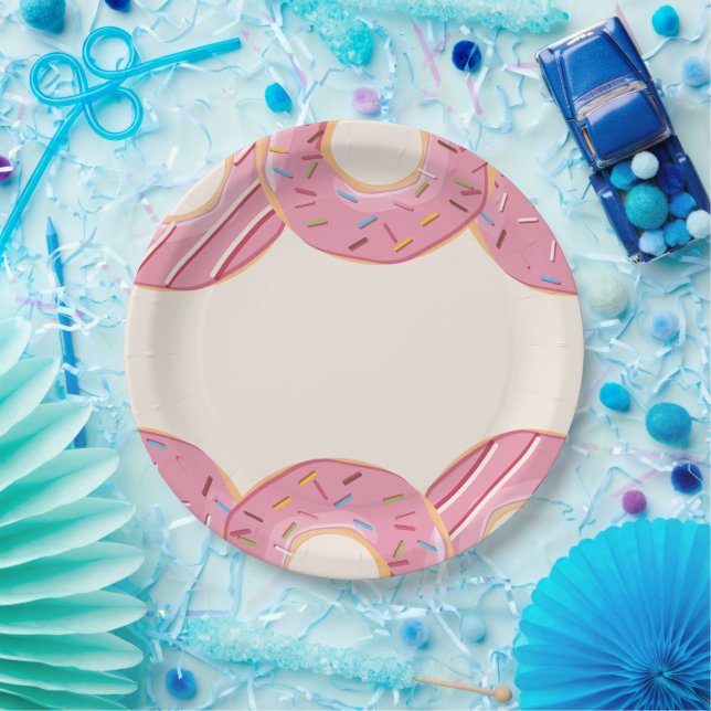 Plato De Papel Delicia de Donut Rosa (Fiesta)