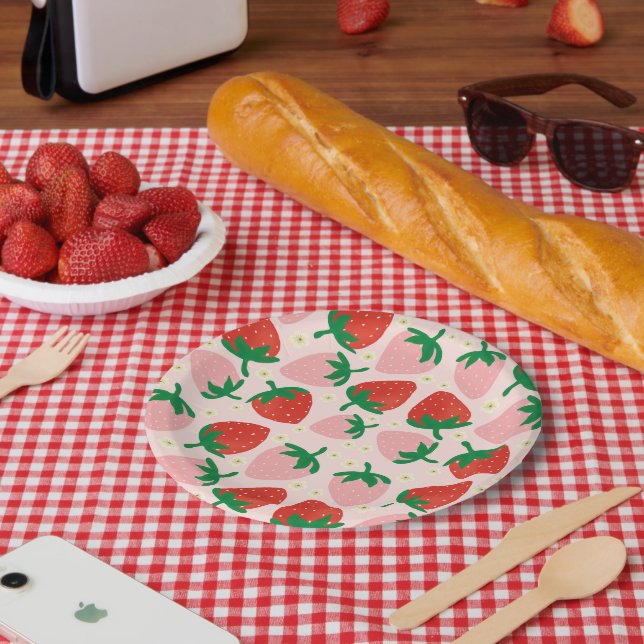 Plato De Papel Delicias Dulces de Frutas  Rosa Suave (Picnic)