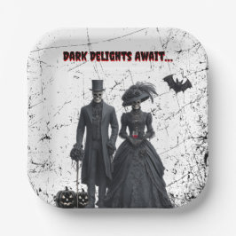 Plato De Papel Delicias oscuras esperan fiesta gótica de Hallowee