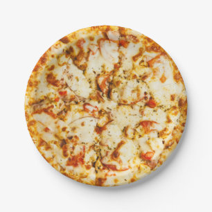 Plato De Papel Deliciosa pizza de queso