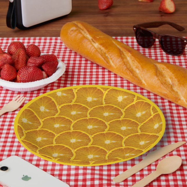 PLATO DE PAPEL DELICIOSO NARANJA SLICE (Picnic)