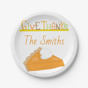 Plato De Papel Delicioso pie de patata dulce Acción de Gracias