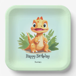 Plato De Papel Deliciosos dinosaurios zoológico de jungla silvest