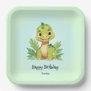 Plato De Papel Deliciosos dinosaurios zoológico de jungla silvest
