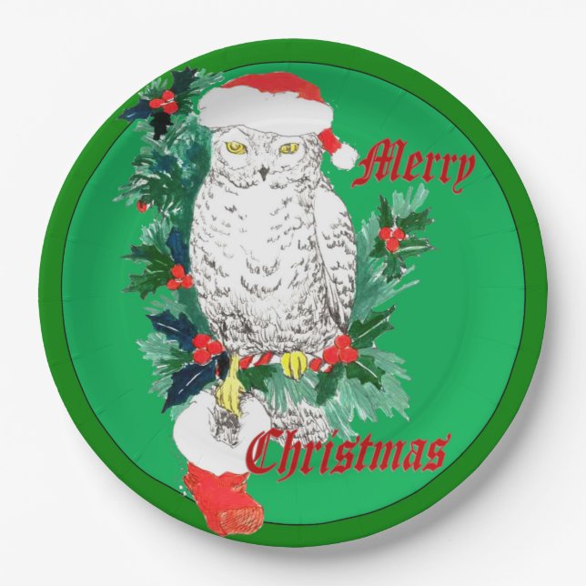 Plato De Papel Deliciosos Navidades De Lechuza Muy Diseñados (Anverso)