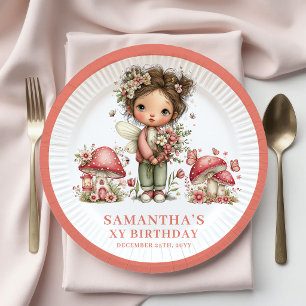 Plato De Papel Delightful Fairy Cumpleaños 7 Pastel Floral Papel