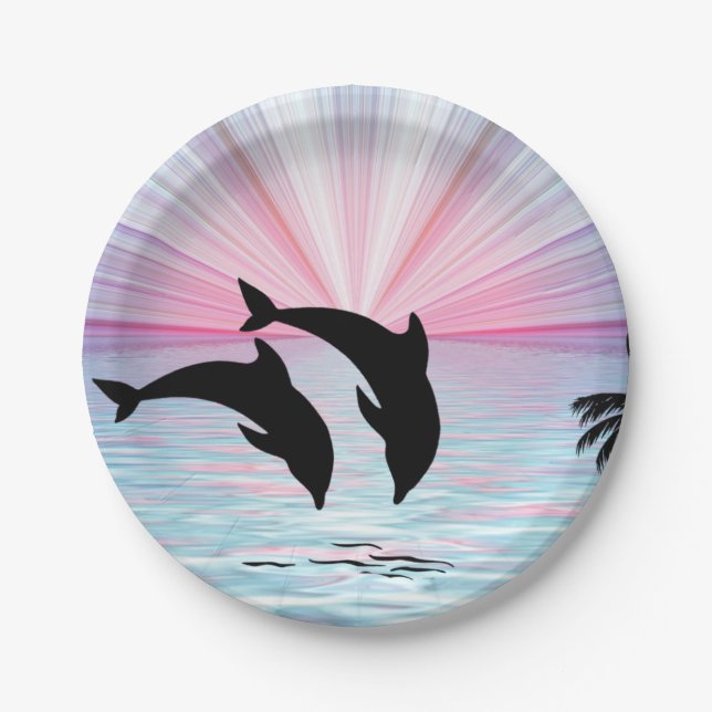 Plato De Papel Delphin Sunset (Anverso)