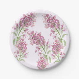 Plato De Papel Delphinium floral acuarela 