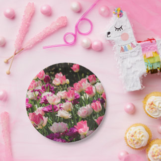 Plato De Papel Deluz rosa y púrpura