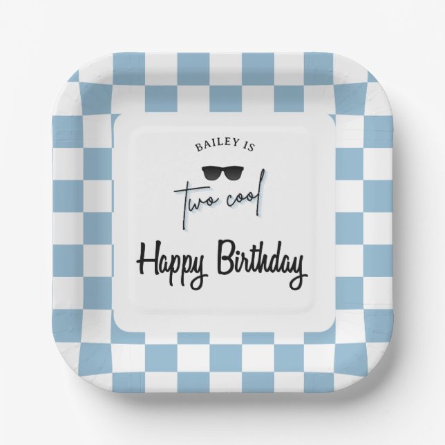 Plato De Papel Demasiado Cool 2do Cumpleaños  (Anverso)