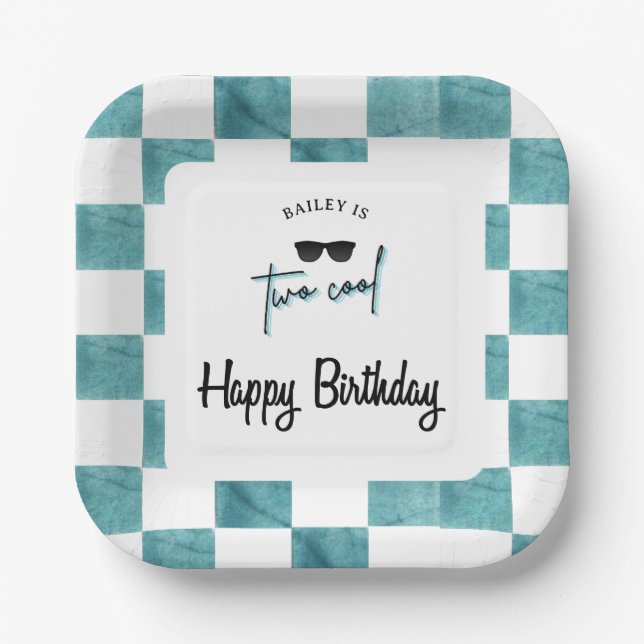 Plato De Papel Demasiado Cool 2do Cumpleaños  (Anverso)
