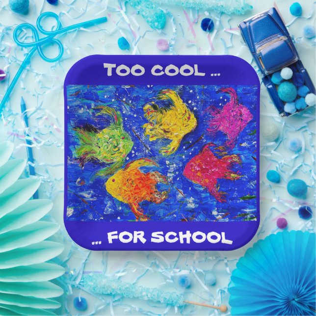 PLATO DE PAPEL DEMASIADO GUAY PARA PLACA DE PAPEL ESCOLAR (Fiesta)