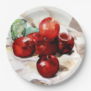 Plato De Papel Demuth - manzanas y vidrio verde