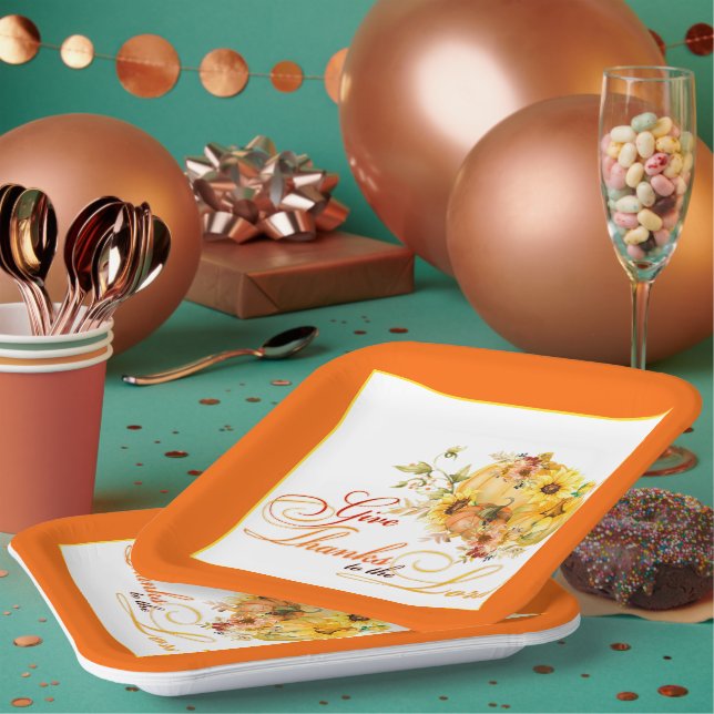 Plato De Papel Den gracias al Señor Acción de Gracias. (Multi)