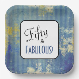 Plato De Papel ¡Denim Azul Vintage Cincuenta Y FABULOSO! 50 cumpl